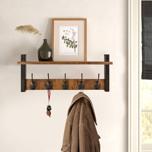 <span class=keywords><strong>Porte</strong></span>-<span class=keywords><strong>manteau</strong></span> <span class=keywords><strong>mural</strong></span> en bois <span class=keywords><strong>avec</strong></span> <span class=keywords><strong>étagère</strong></span> <span class=keywords><strong>de</strong></span> <span class=keywords><strong>rangement</strong></span> suspendue Décoratif moderne pour la maison 5 crochets organisateur d'entrée - Product Image 6