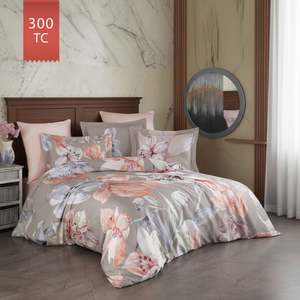 Varol Royal Satin 300TC Duvet Cover <b>Set</b> Floral ERICA Pattern Quality King Queen Twin Sizes for Home Bedding <b>Comforter</b> Woven - Product Image 3