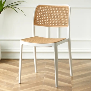 Classic Style <b>Restaurant</b> Furniture Stackable Cafe Plastic Rattan Dining <b>Chair</b> for Home Kitchen - Product Image 3