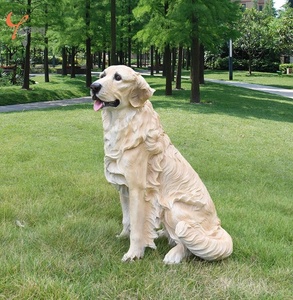 Estatua de fibra de vidrio de resina de diseño personalizado, escultura de perro Golden Retriever para decoración del hogar, estatua de animal pintado - Product Image 6