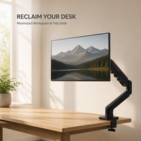 Nouveau bras de moniteur ergonomique en alliage d'aluminium de qualité aéronautique DS avec ressort à gaz, optimisant l'espace de travail, 17-32 pouces, 2,9 kg, VESA 75x75/100x100
