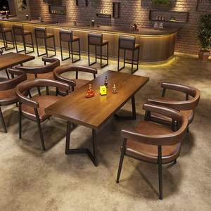 Canapés de bar en bois de style industriel, ensemble table et chaises en bois massif pour café, restaurant de barbecue, restaurant occidental, <span class=keywords><strong>pub</strong></span> - Product Image 3