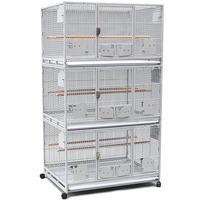 Cage à perroquets moderne à trois niveaux, robuste, pour macaws et perruches, en fil d'acier à faible teneur en carbone, thermolaqué, extra-large, de luxe