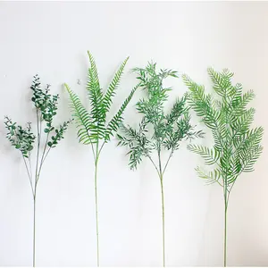 Plantas artificiales de eucalipto, hojas persas de bambú, hojas de café, venta al por mayor, N115