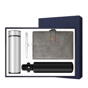 Luxury Gift Boxes Business Gift <b>Set</b> Automatic Umbrella Logo Vacuum Flask + A5 <b>Notebook</b> + Pen Promotional Activities Business - Product Image 2