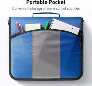 Échantillon gratuit, classeur à fermeture éclair multifonctionnel BSCI, poche intérieure, classeur à 6 anneaux avec porte-stylo pour hommes et femmes - Product Image 4