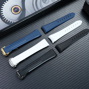 Correa de silicona de repuesto con cierre plegable de 20 mm para <span class=keywords><strong>Omega</strong></span> <span class=keywords><strong>Seamaster</strong></span> 300M AT150, hebilla plegable, negro, azul, blanco - Product Image 2