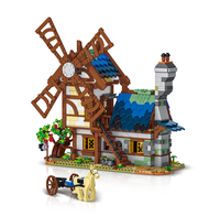 Modèle de moulin à vent de ville médiéval, puzzle 3d, petite maison, nouveaux jouets pour filles, blocs de construction, ensemble de jouets, 50103