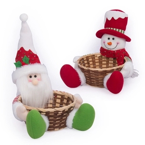 Canasta de Dulces Navideña en Oferta, Canasta de Papá Noel y Muñeco de Nieve, Adorno de Mesa, Decoración Navideña - Product Image 1