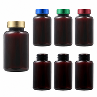 Bouteille en plastique PET ambré de 200 ml de haute qualité avec étiquette personnalisée, flacon à capsules, conteneur à médicaments étanche à l'humidité, approvisionnement en vrac