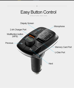 Nhà máy T50 bluetooth không dây modulator kép USB sạc nhanh TF xe FM Transmitter Bluetooth xe Kit FM Đài phát thanh MP3 âm nhạc Máy nghe nhạc - Product Image 6