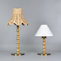 Lampe de table LED à capteur tactile avec abat-jour en velours, support en bambou, lumière rechargeable sans fil personnalisée pour la décoration intérieure et extérieure