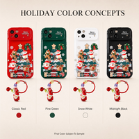 Coque de téléphone portable en silicone antichoc 3D effet miroir, motif dessin animé animal mignon sur le thème de Noël, peinte, compatible iPhone 15/14/13/12/11