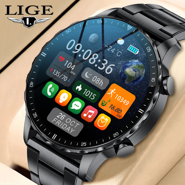LIGE BW0664 Voice Assistant Smartwatch Answer Dial Call Fitness Tracker Multi Sports Monitor Blood Pressure SmartWatch for Men