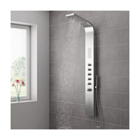Ortonbaigsystème de tour contemporain en acier inoxydable robinet à 6 fonctions LED cascade de pluie pommeau de douche panneau de douche + portable