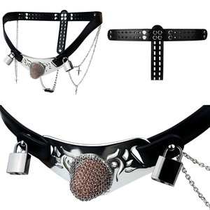 Ceinture de chasteté en cuir PU anti-évasion FRRK pour hommes, harnais pour verrouillage du pénis en métal, cage à pénis, BDSM, bondage, sous-vêtements pour adultes, jouets sexuels OEM - Product Image 1