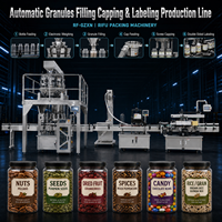 Ligne de remplissage, de capsulage et d'étiquetage automatique de granulés avec pesage électronique 20-60 BPM pour noix, fruits secs, bonbons, gommes, en acier inoxydable SUS304