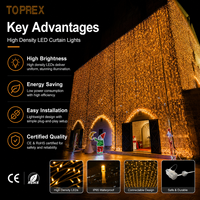 Guirlande lumineuse LED TOPREX étanche pour décoration de mariage, rideau lumineux 2m x 2m pour fenêtre et jardin, guirlande lumineuse à fil de caoutchouc