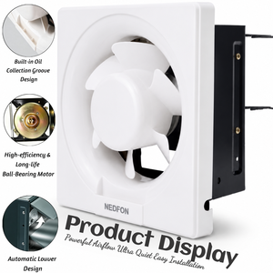 Ventilateur d'extraction à clapet anti-retour automatique NEDFON série APB 220V, pour montage mural ou fenêtre, idéal salle de bain, cuisine, remplacement de système CVC - Product Image 2