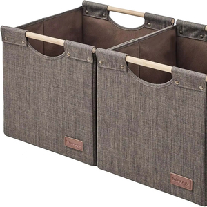 Ensemble de 2 cubes de rangement à poignées en bois, capacité 10-20L, design flexible <span class=keywords><strong>pour</strong></span> étagères <span class=keywords><strong>Kallax</strong></span>, salons, chambres, vêtements - Product Image 1