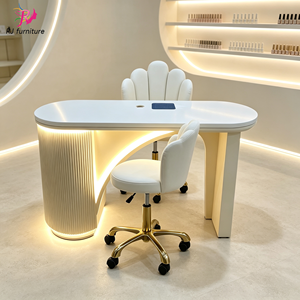 Table de manucure blanche de luxe avec éclairage LED, tiroirs, aspirateur de poussière, poste de travail pour salon de manucure, bureau à ongles avec chaise de technicien - Product Image 3