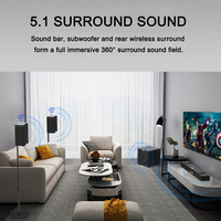 Barre de Son 5.1 avec Caisson de Basses Stéréo, Enceinte TV Sans Fil de 35 Pouces et Enceinte Surround Arrière pour Home Cinéma