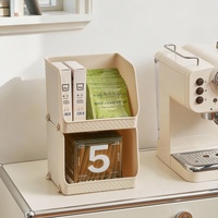 MONR Bac de rangement empilable en plastique texturé à façade ouverte pour bureau, maison et salle de bain