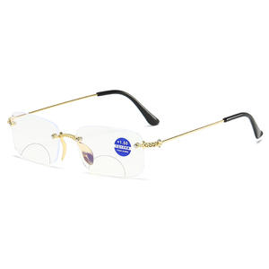 Vente en gros, lunettes de lecture en métal sans monture, anti-lumière bleue, réglables, vision focus, pour hommes - Product Image 4