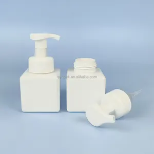 Portable Handheld Square Cosmetic Container 250ml Capacities Hot Stamping Plastic Body Glass Base Seal Pump