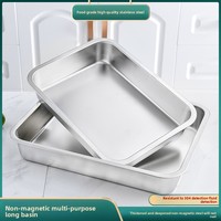 Bassin de stockage rectangulaire en acier inoxydable Yolecen avec plaque carrée à fond plat épaissi pour plats de litière de légumes Buffet