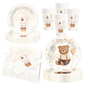 Decoraciones para Baby Shower de Oso Pardo DAMAI, Juego de Platos y Servilletas con Temática de Oso, Artículos para Fiestas de Cumpleaños de Bebé - Product Image 4