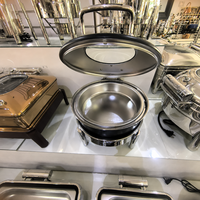 Luxe RVS hydraulische buffetchafingdish, glazen deksel voor visuele weergave, professionele hotel- en restaurant cateringset