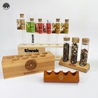 Rak uji kaca bambu, rak display teh bunga biji kopi, tabung tes laboratorium