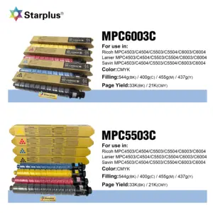 China Starplus Copier Toner Cartridge IMC2000 MPC300 MPC2503 MPC3501 MPC4501 MPC6003C Voor Ricoh Aficio Mp C3001 C2003 C5503