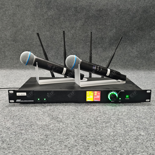 MY-8000 Professional Portable Handheld Uhf Wireless Microphones System 200 Meters  4-Antenna True Diversity Mic for Live Show