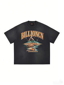 T-shirts courts en coton pour hommes, personnalisés avec logo, col rond, manches courtes, coupe oversize, impression sérigraphique motif animal, vente en gros - Product Image 2