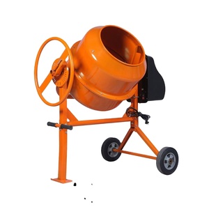 Bétonnière portative orange avec roues, déchargement manuel, moteur électrique - Product Image 1