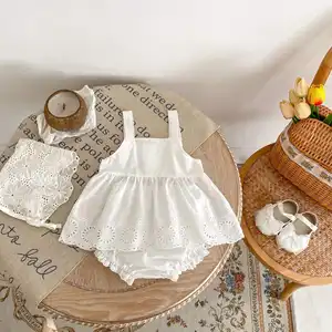 RTS Engepapa Summer Newborn Baby Sets Sweet Sleeveless Romper Toddlers Solid Color Shorts Infant Girls Cotton Clothes