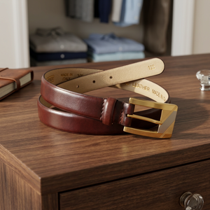 Custom Logo Printing Finest Quality Genuine Leather <b>Belts</b> Vintage Style Durable Handmade Premium <b>Men's</b> Rectangular Pin <b>Buckle</b> - Product Image 2