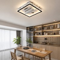 Ventilateur de plafond LED carré en fer et acrylique, design minimaliste, avec oscillation, pour salon, chambre à coucher, décoration intérieure