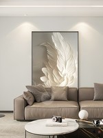 Peinture décorative moderne et simple pour entrée de salon, thème plumes, en porcelaine de cristal, sur toile, avec cadre en aluminium, finition mate