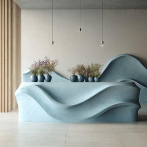 Mostrador de Recepción Extensible Moderno de Lujo Impreso en 3D con Diseño de Onda Escultural para Hoteles, Edificios de Oficinas y Centros Comerciales - Product Image 3