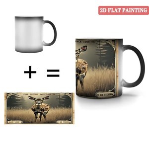 <b>Ceramic</b> <b>Mug</b> 11oz Frosted Black Color Changing Magic Cup With Deer Hunting Design For Outdoor Enthusiasts - Product Image 4