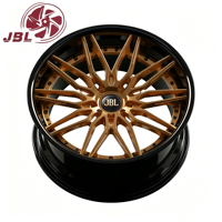 Nuevas llantas forjadas JBL de 18-26 pulgadas, 2 piezas, color oro mate, radios multibrazos, borde negro brillante con remaches, 5x112 5x120, para autos deportivos de alto rendimiento