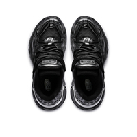 Chaussures de course épaisses en cuir noir pour hommes, personnalisables avec logo, style décontracté, collection 2026