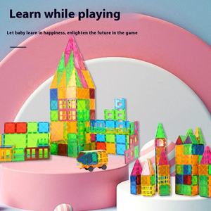 Tuiles magnétiques colorées Puzzle éducatif blocs de construction pour enfants <span class=keywords><strong>bloc</strong></span> magnétique jouets avec aimants pièces de recharge - Product Image 3
