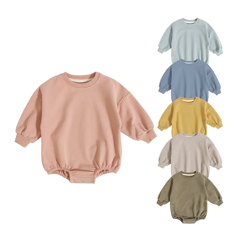 Unisex popular baby Knitted Design Sweatshirt Organic Cotton new born romper Long Sleeve bubble bodysuit with Hidde
