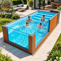 Piscine professionnelle de terrasse, jacuzzi extérieur, spa de nage, grande piscine hors sol en fibre de verre (FRP) en conteneur d'expédition
