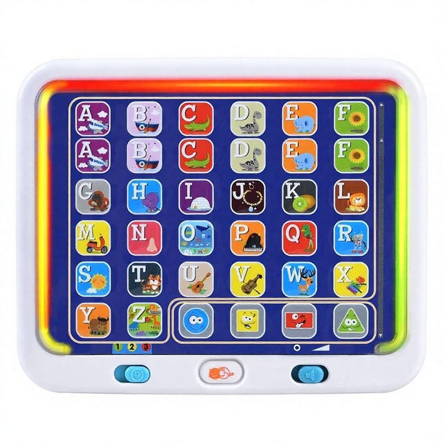 Plastic Learning Tablet Computer-Interactive Bilingual Educational Toy Letters Animals Fruits Sounds for Children's Early
