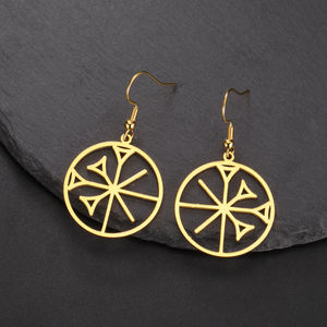 Boucles d'oreilles pour femmes avec symbole des anunnaki, symbole cunéiforme, pendentif Anu, acier inoxydable, mythologie sumérienne, bijoux - Product Image 6